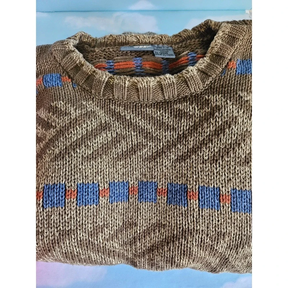 VTG 90s Grandpa Core Knit Sweater‎ Retro Aztec Cotton Men S Cosby Biggie READ